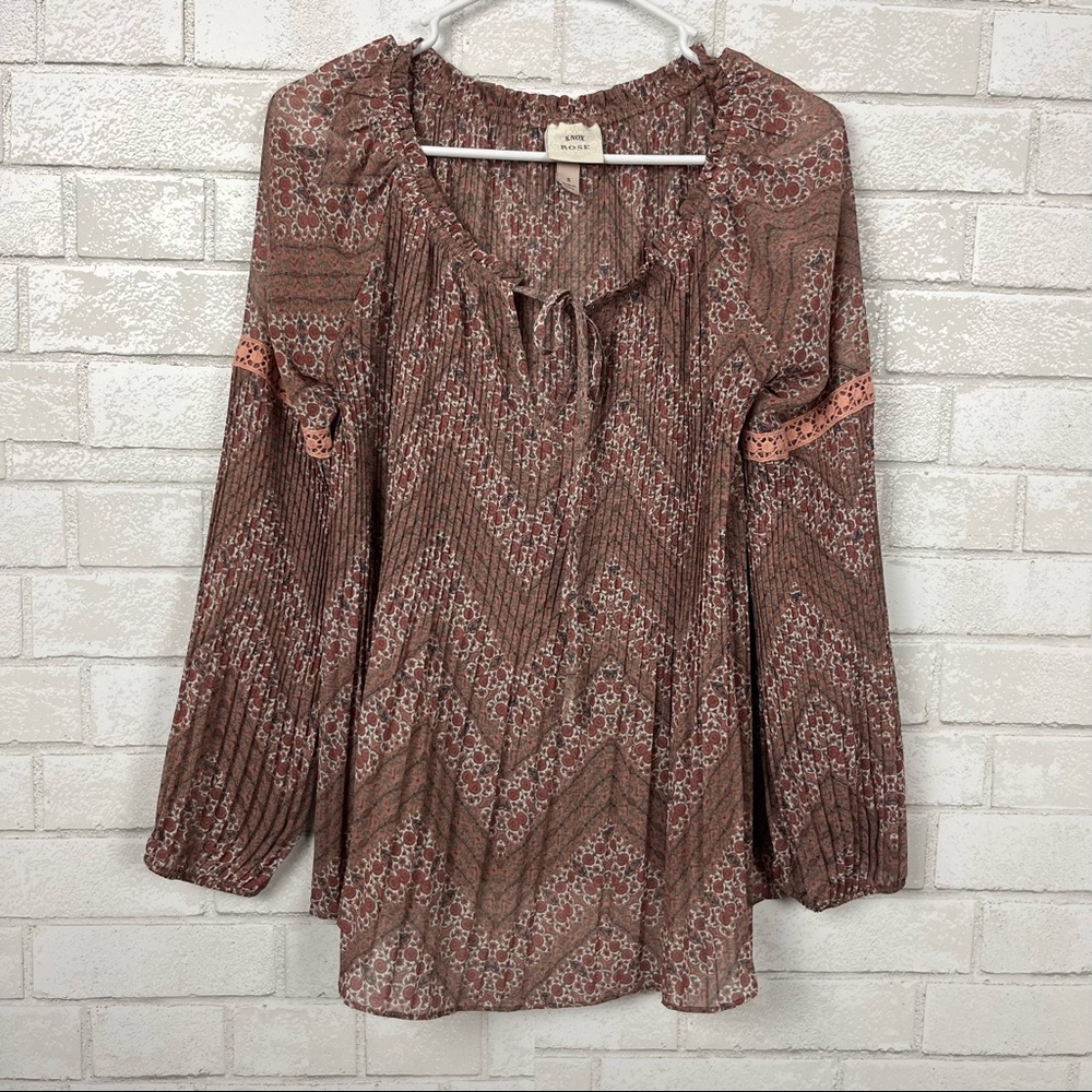 Knox Rose For Target Bohemian Cottage Floral Neutral Colors Modern Hippie Blouse